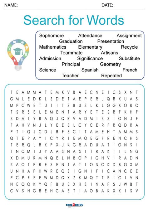 Printable 6th Grade Word Search Cool2bkids