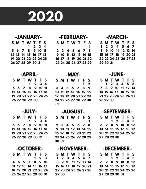 Take Printable Monthly Calender 2020 Bold Big Numbers Calendar Printables Free Blank