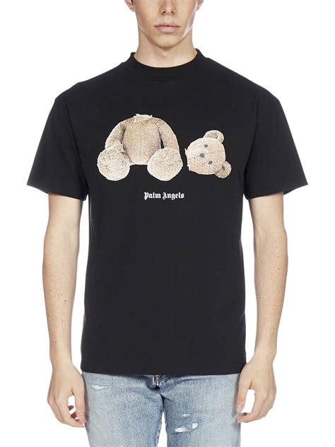 Palm Angels Cotton Teddy Bear Print T Shirt In Black For Men Lyst