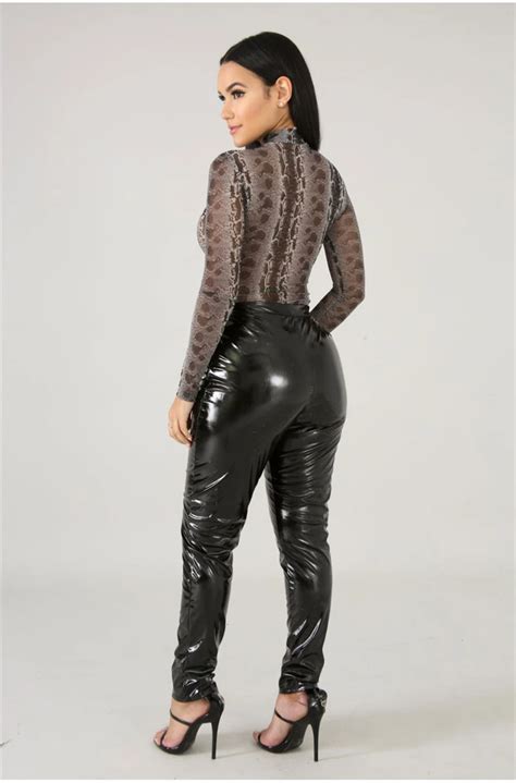 2021 newasia pink pu leather pants women trousers winter plus size high waist pants black faux