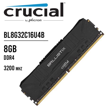Memoria Ram Crucial Ballistix Ddr4 8gb3200 Bl8g32c16u4b Negro Smartech