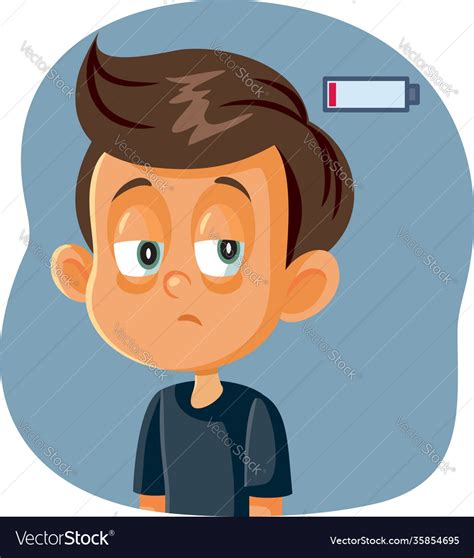 Tired Boy Having No More Energy Royalty Free Vector Image