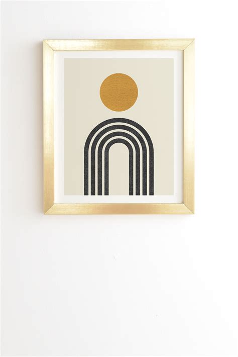 Mid Century Modern Gold Sun By Moonlightprint Framed Wall Art Basic