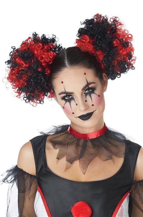 Black And Red Clown Puffs Halloween Makeup Pretty Clown Hair