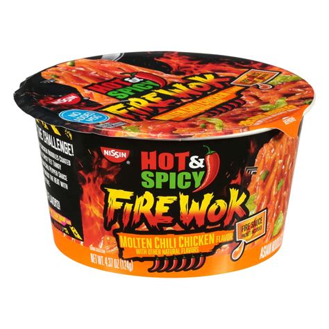 Hot And Spicy Fire Wok Noodles Molten Chili Chicken Flavor Nissin 44 Oz