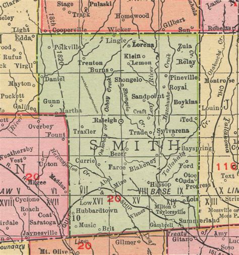 Smith County Mississippi 1911 Map Rand Mcnally