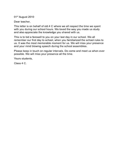 Farewell Letter To A Teacher Sample Edit Fill Sign Online Handypdf