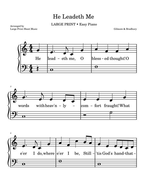 He Leadeth Me Large Print Hymn Arr Large Print Sheet Music Sheet