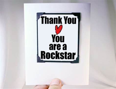 Thank You Card Thank You Rock Star Card Magnet Greeting Etsy