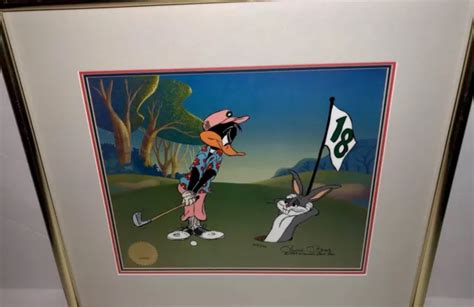 Warner Bros Cel Bugs Bunny Daffy Duck 18th Hare Signed Chuck Jones Golf