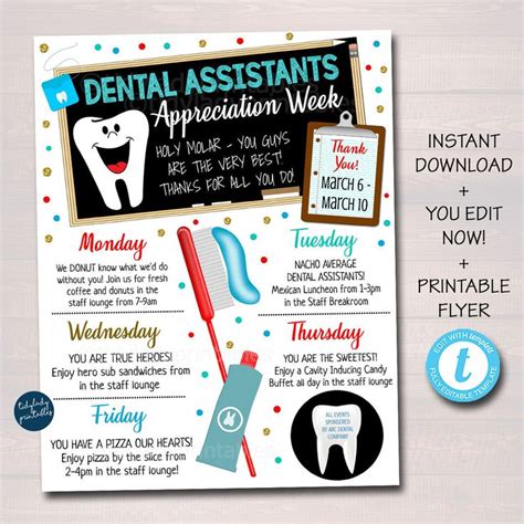 Dental Assistants Appreciation Week Itinerary Template Thank You Dental Hygienists Week Events