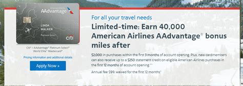 Check spelling or type a new query. Citi American Airlines 40,000 Miles Personal Offer + $250 ...