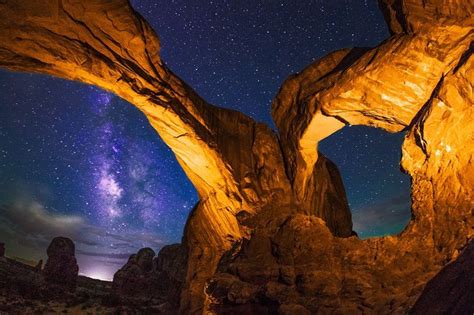 Dark Sky Parks Of Utah Dark Skies Double Arches Landscape Wallpaper