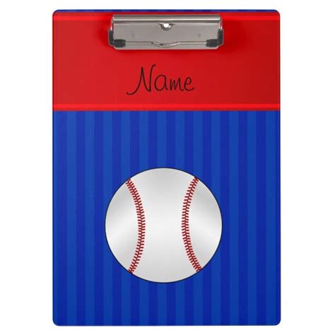 Personalized Name Blue Stripes Baseball Clipboard