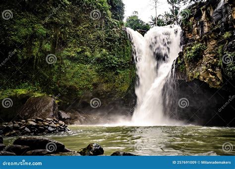 Tegenungan Waterfall Near Ubud On Bali Nature Landscape With Large