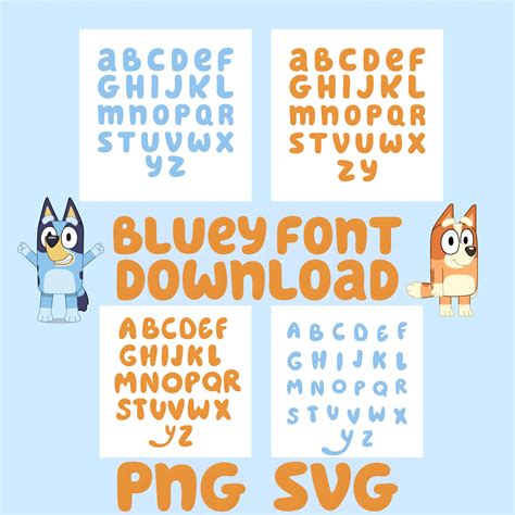 Bluey Fonts Png Svg Blue Font Orange Font Instant Download Etsy