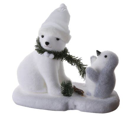 ….toute mémoire élue s'en souvient probablement jusqu'à la tombe. Figurine déco de Noël ours blanc et pingouin sur la banquise 35x16x27cm - 2253