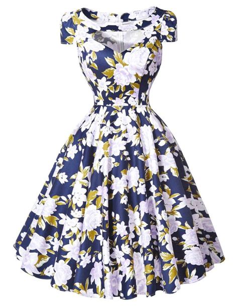 Women Dresses 50s 60s Casual Pinup Retro Dress Bp008 Floral Print Short