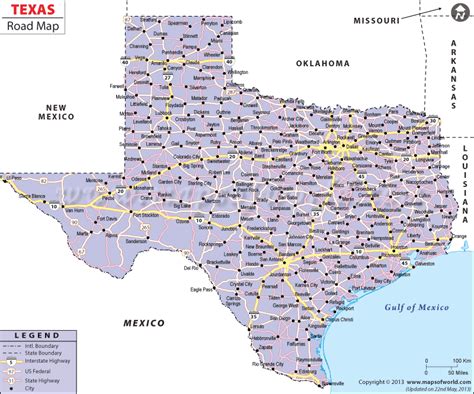 Texas Road Map Artofit