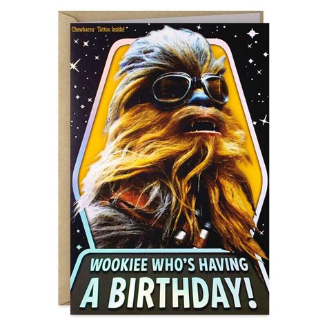 Solo A Star Wars Story Chewbacca Birthday Card With Temporary Tattoo
