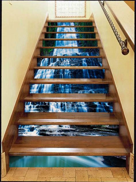 3d Water Fall Stair Sticker Stair Risers Pvc Sticker Mural Etsy