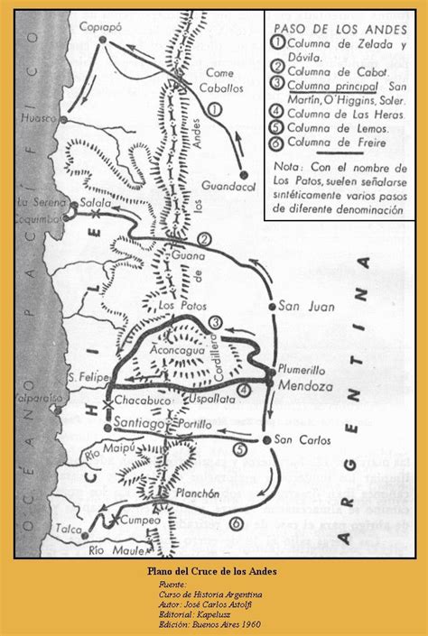 Plano Del Cruce De Los Andes Jose Francisco De San Martín Historia