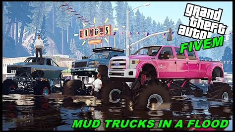 Mega Mud Trucks In A Flood Gta 5 Roleplay Ep37 Gta Mods Youtube