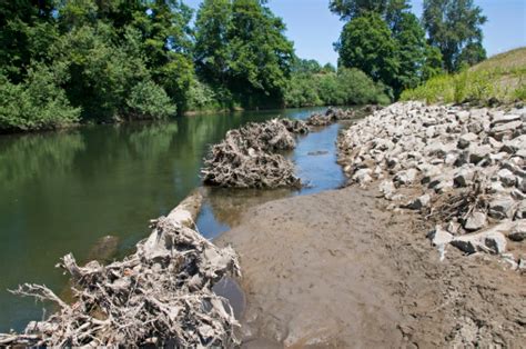 Riverbank Protection Project Against Erosion From Flooding Stock Photo