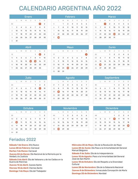 23 Best Calendario Con Feriados Año 2022 Images By Calendario Hispano