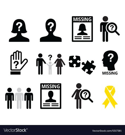 Missing People Child Icons Set Royalty Free Vector Image