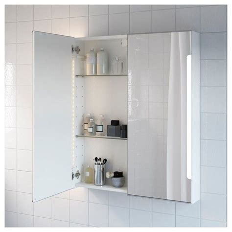 Storjorm Mirror Cabinet W2 Doors And Light White Ikea Bathroom