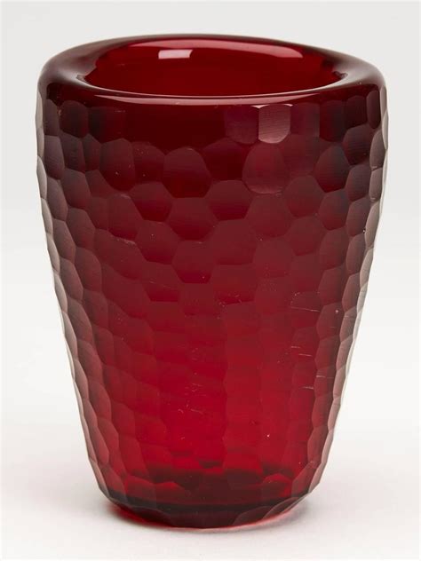 Vintage Murano Red Battuto Venini Art Glass Vase Circa 1940 For Sale At 1stdibs
