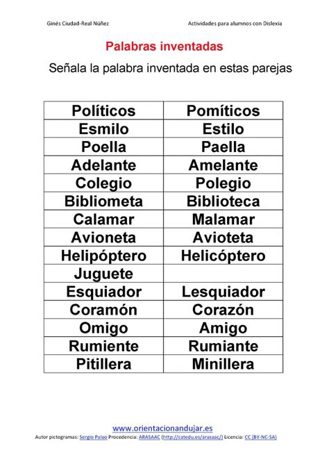 La dislexiarecuperacion de los problemas de lecto escritura. Ejercicios para niños con dislexia palabras inventadas ...