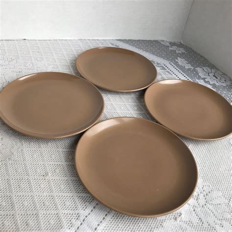 Sale Melamine Plates Vintage Brown Bread And Butter Plates Etsy Glass Candy Dish