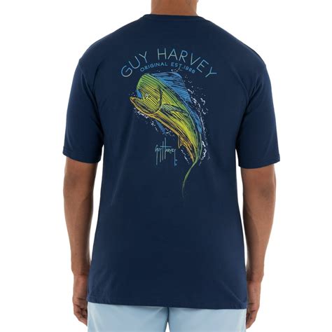 Guy Harvey Guy Harvey Mens Scribble Mahi Short Sleeve Navy T Shirt