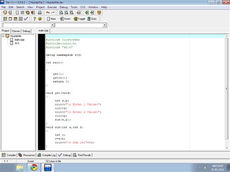 Dev C++ Header Files Example - apclever