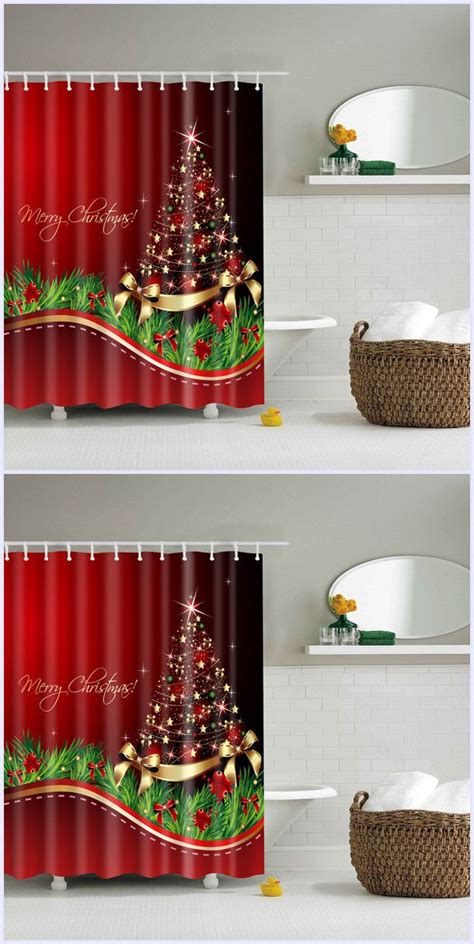 Good Quality Bathroom Waterproof Merry Christmas Shower Curtain