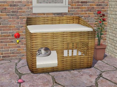 Wicker Pet Bed For Cats And Small Dogs Bubblebeam Sims 4 Pets Sims