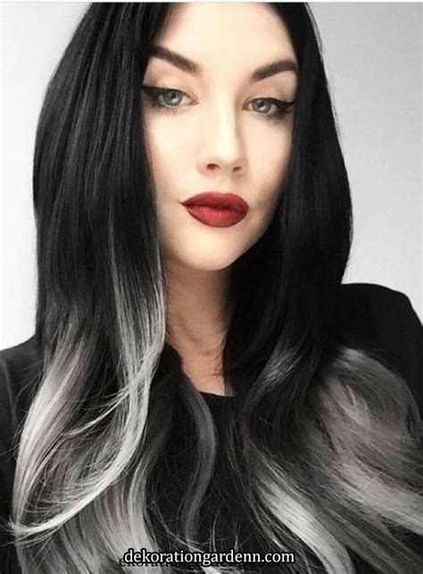 Black Hair White Tips Gri Saç Saç Renkleri Koyu Renk Saç