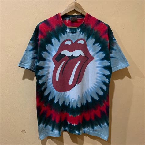 Vintage Rolling Stones Liquid Blue Tie Dye Tshirt Mens Fashion Tops