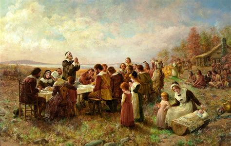 The First Thanksgiving At Plymouth 1914 By Jennie Augusta Brownscombe
