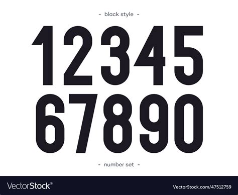 Set Of Numbers Bold Style Black Color Trendy Vector Image