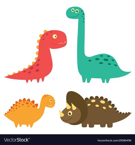 Set Cute Dinosaurs Design Royalty Free Vector Image