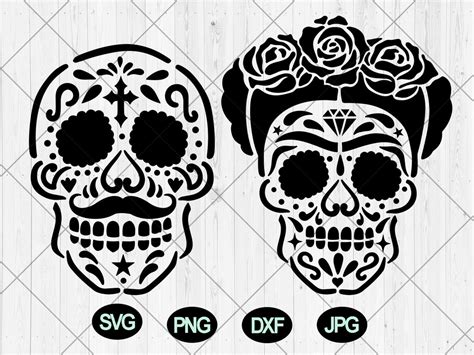 Sugar Skull Couple Svg Day Of The Dead Svg Dxf Png  Cinco De