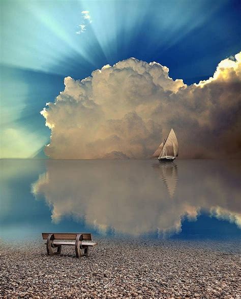 Sail Away Beach Boat Calm Clouds Lake Peaceful Sailboat Sunrise
