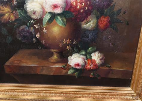 Floral Still Life Oil Painting Victorian Art Gilt Frame