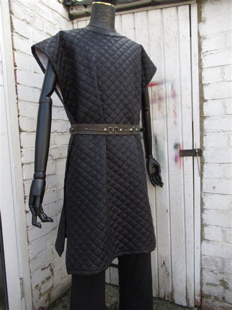 Medieval Tabard Black Tunic Quilted Etsy Black Tunic Black Fabric