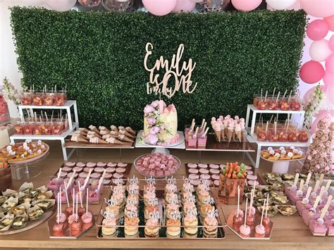 Pin By Judy On Rose Gold And Pink 1st Birthday Dessert Table Birthday