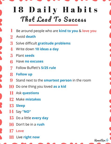 18 daily habits that lead to success honestrox