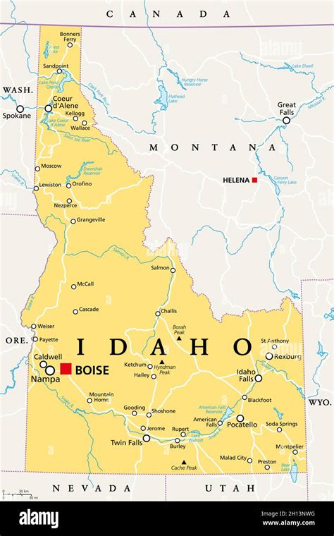 Idaho Id Political Map With The Capital Boise Borders Important